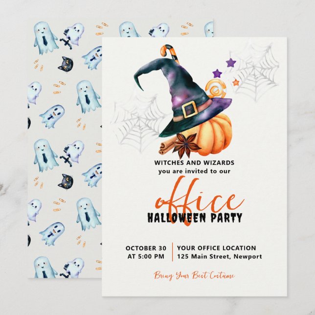 Halloween Office Party Business Corporate Pumpkin Invitation (Front/Back)