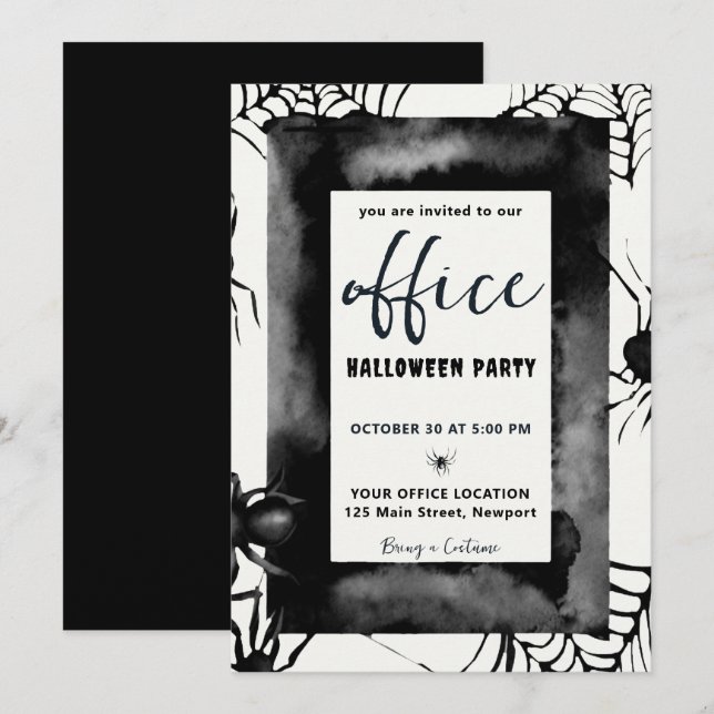 Halloween Office Party Business Corporate Spiders Invitation (Front/Back)