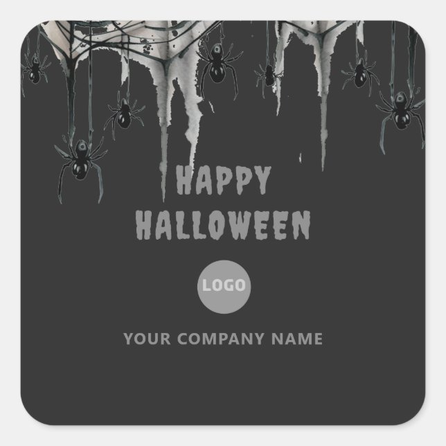 Halloween Office Party Business Corporate Web Logo Square Sticker (Front)
