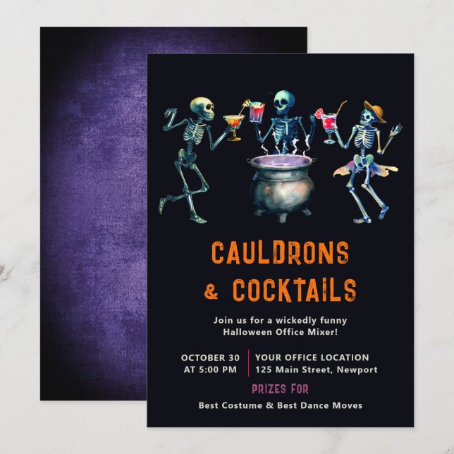 Halloween Office Party Business Mixer Cocktails Invitation (Front/Back)