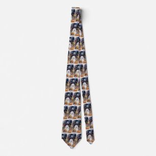 Halloween Old English Sheepdog With Pumpkins Scary Tie