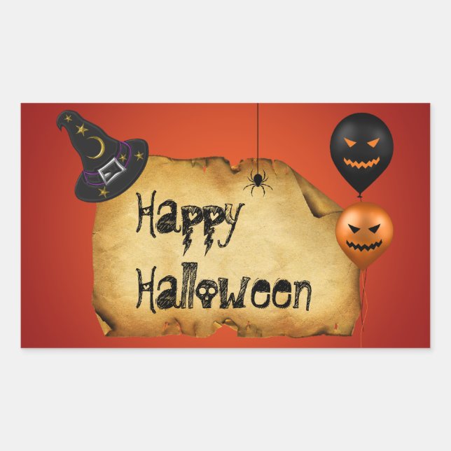 Halloween Old Parchment Greeting Sticker (Front)