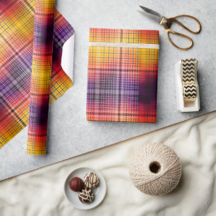 Halloween Ombre Tartan in Orange Purple Black Wrapping Paper