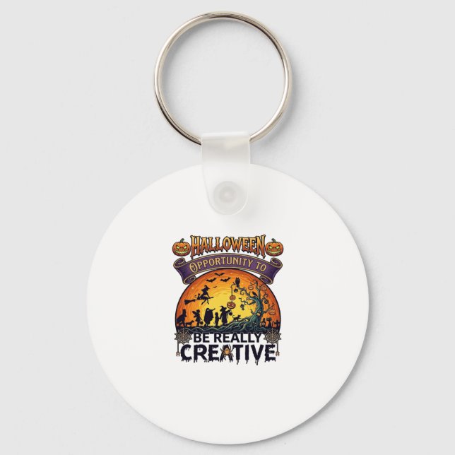 Halloween Opportunity Be Really Creative Witch Tre Keychain (Front)