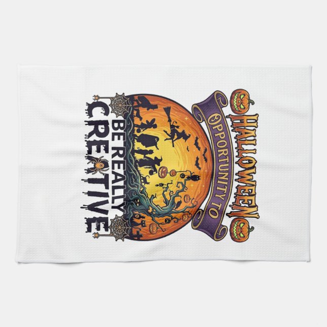 Halloween Opportunity Be Really Creative Witch Tre Kitchen Towel (Horizontal)