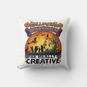 Halloween Opportunity Be Really Creative Witch Tre Throw Pillow