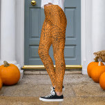 Halloween Orange and Black Spider Web Leggings<br><div class="desc">Customize to change the orange to any colour.</div>