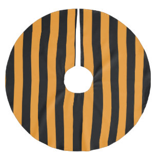 Halloween Orange and Black Stripe Patterned Brushed Polyester Tree Skirt