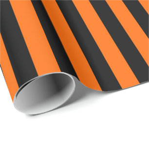 Halloween Orange and Black Stripe Wrapping Paper