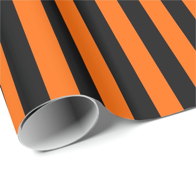 Halloween Orange and Black Stripe Wrapping Paper (Roll Corner)