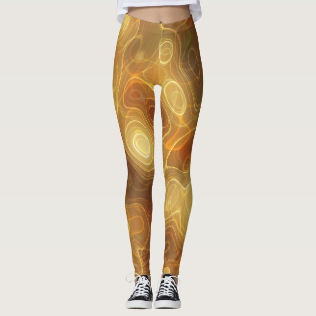 Halloween Orange and Gold Swirl Leggings (Front)