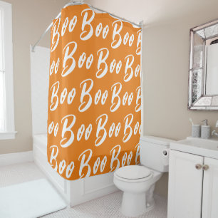 Halloween Orange and White boo text pattern