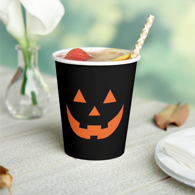 Halloween orange & black Jack o lantern pumpkin Paper Cups (Insitu)