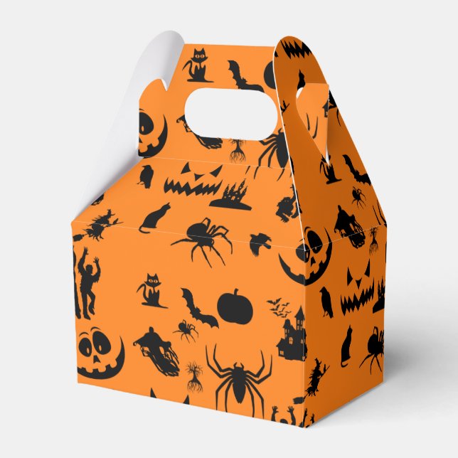 Halloween Orange Black Pattern Favor Box (Front Side)