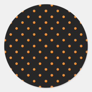 Halloween orange black polka dots cute favours classic round sticker