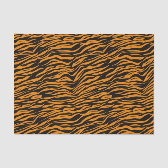 Halloween Orange Black Tiger Animal Print Tissue Paper (Front)