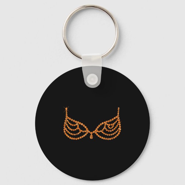 Halloween Orange Bra Design Costume Show  Keychain (Front)