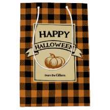 halloween orange check plaid