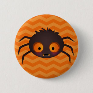 Halloween Orange Chevron Cute Spider Design 2 Inch Round Button