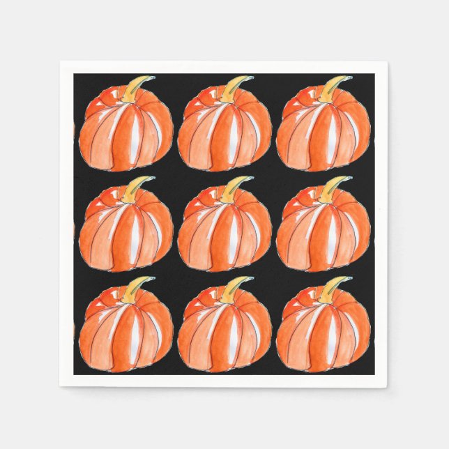 Halloween orange cute pumpkin party napkin (Front)