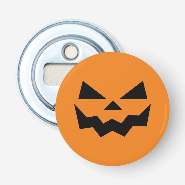 Halloween Orange Jack-o-lantern pumpkin face  Bottle Opener (Front)