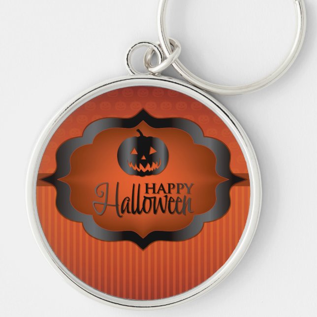 Halloween orange jack o'lantern keychain (Front)