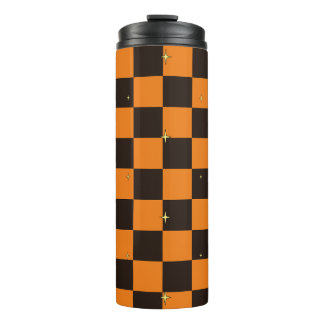 Halloween Orange Plaid Pattern Thermal Tumbler