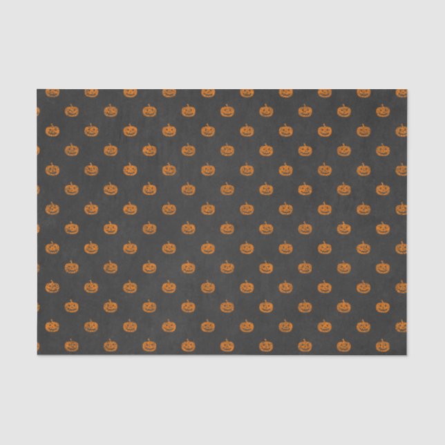 Halloween Orange Pumpkin Chalkboard Pattern Tissue Paper (Front)