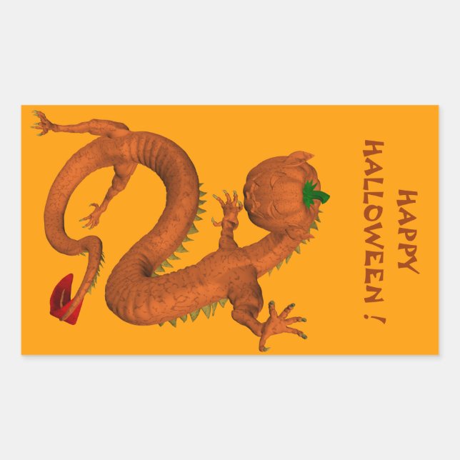Halloween  Orange Pumpkin Dragon Sticker (Front)