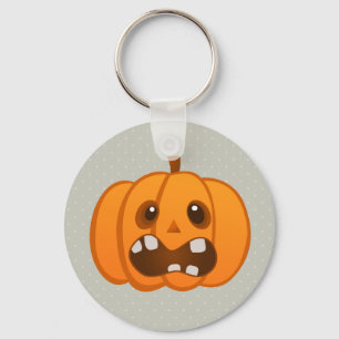 Halloween Orange Pumpkin Jack-o'-lantern Keychain