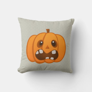 Halloween  Orange Pumpkin Jack-o'-lantern Throw Pillow