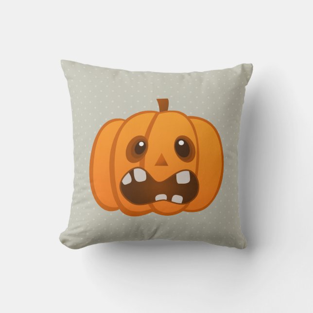 Halloween  Orange Pumpkin Jack-o'-lantern Throw Pillow (Front)
