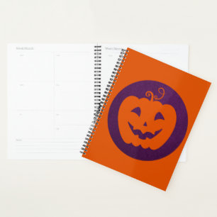 Halloween Orange Pumpkin on Purple Background Planner