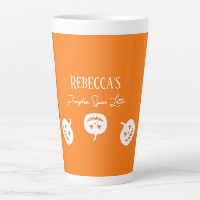 Halloween Orange Pumpkin Spice Latte Mug (Front)
