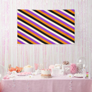 Halloween Orange Purple Black Stripe Banner