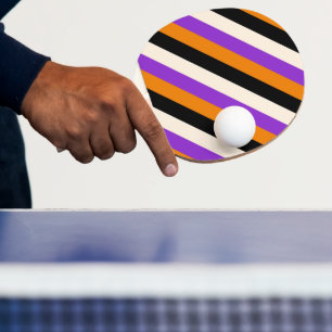 Halloween Orange Purple Black Stripe Ping Pong Paddle