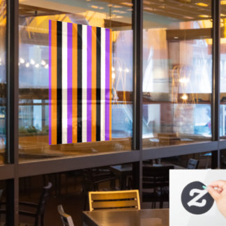 Halloween Orange Purple Black Stripe Window Cling