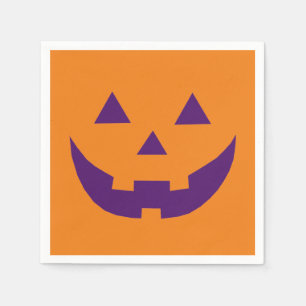 Halloween orange purple Jack o lantern paper  Napkin
