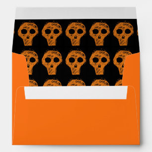Halloween Orange Skull Envelope