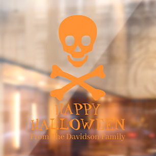 Halloween orange skull scary spooky custom text window cling