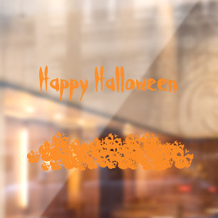 Halloween orange skulls pile custom text window cling