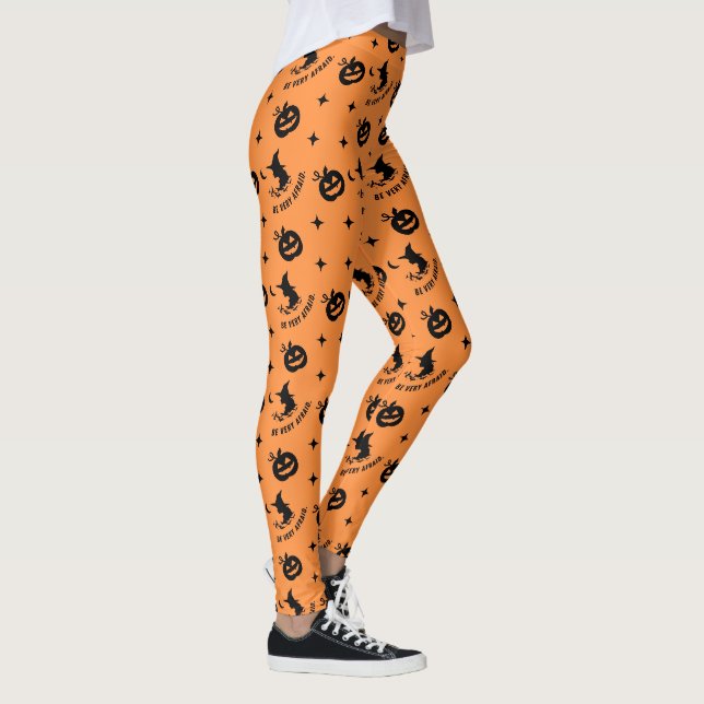 Halloween Orange Spooky Pumpkin Witch  Leggings (Right)