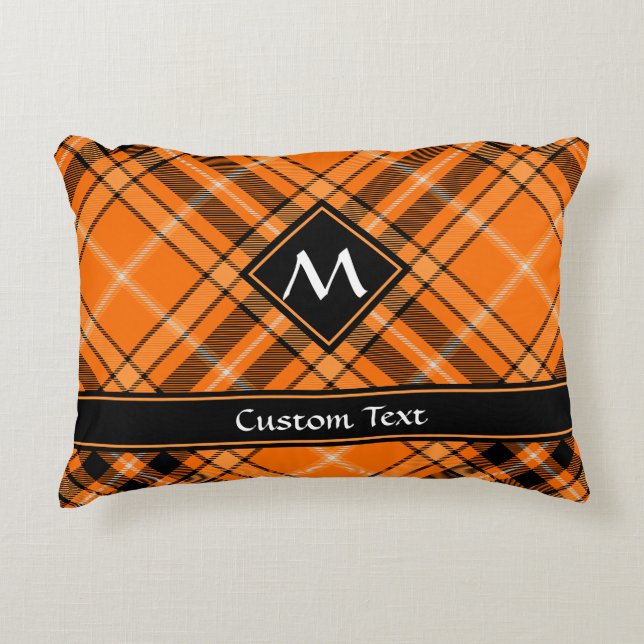 Halloween Orange Tartan Accent Pillow (Front)