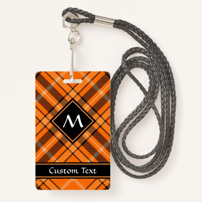 Halloween Orange Tartan Badge (Front with Lanyard)