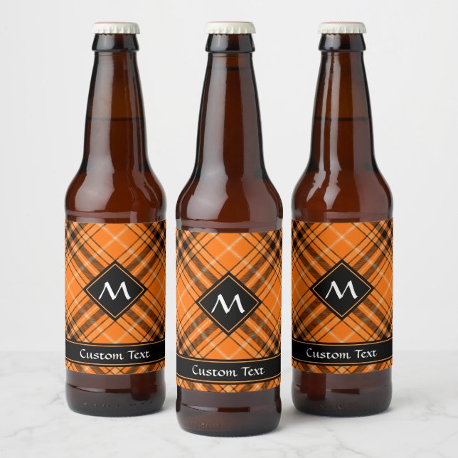 Halloween Orange Tartan Beer Bottle Label (Bottles)