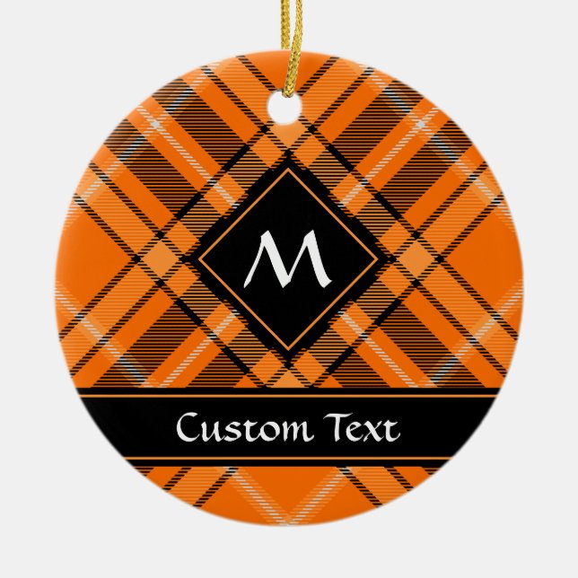 Halloween Orange Tartan Ceramic Ornament (Front)