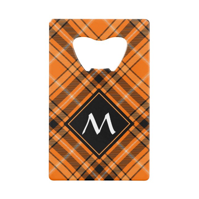 Halloween Orange Tartan Credit Card Bottle Opener (Front)