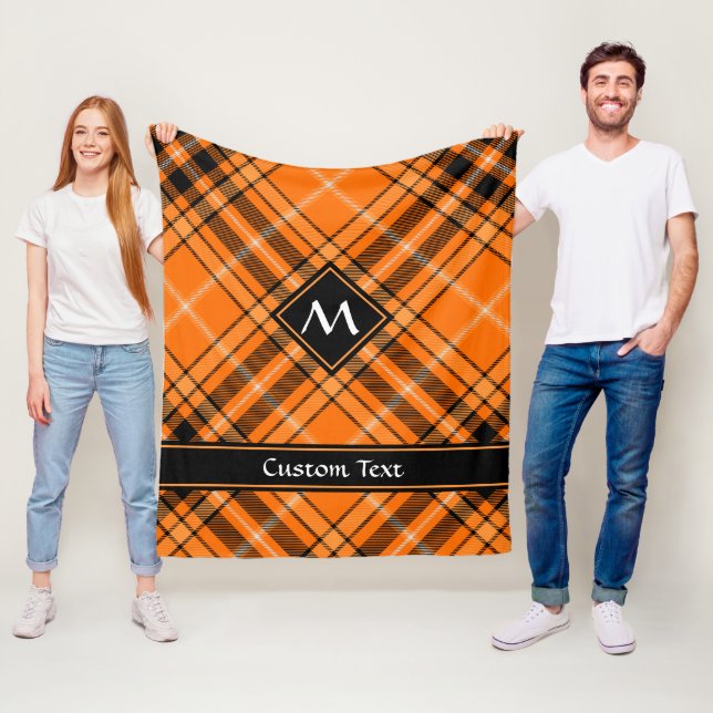 Halloween Orange Tartan Fleece Blanket (In Situ)