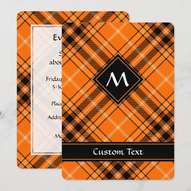Halloween Orange Tartan Invitation (Front/Back)
