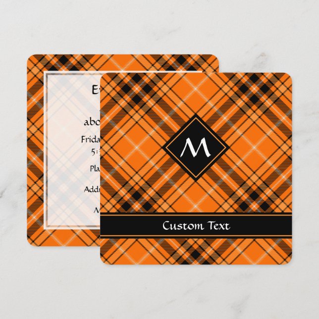 Halloween Orange Tartan Invitation (Front/Back)